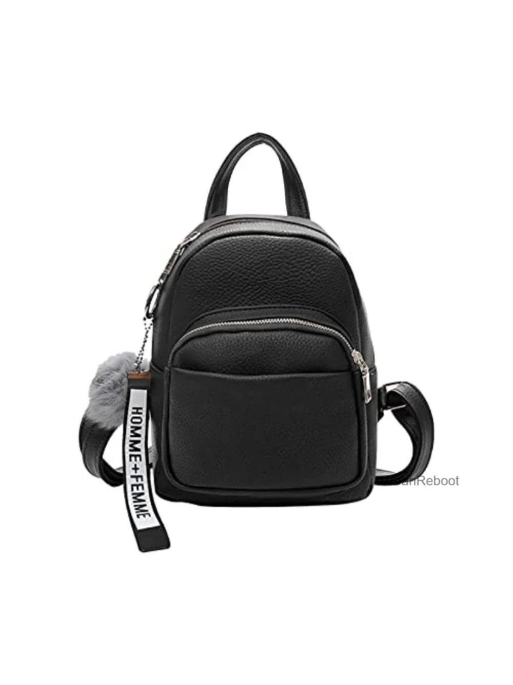 Mini Backpack PU Leather Daypack Small Rucksack with Pompom for Travel
